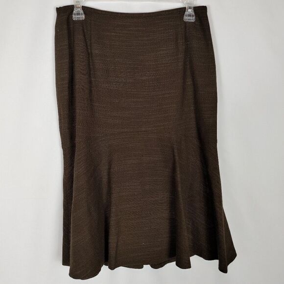 Lafayette 148 Brown Midi Skirt Flare Women's Size - Picture 1 of 6